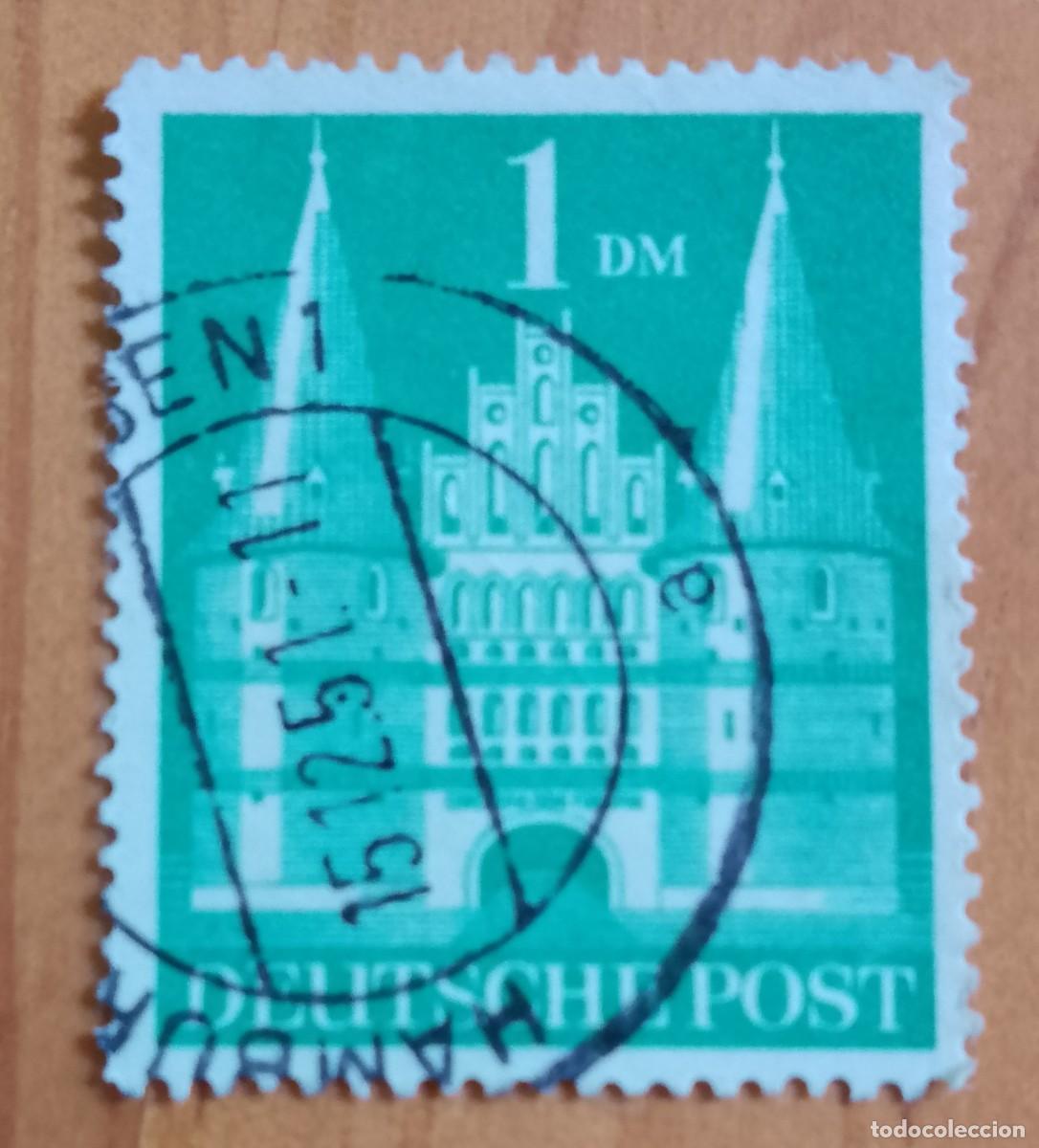 Sellos: ALEMANIA - V/F 1 DM - CASTILLO HAMBURGO - MATASELLO IDENTIFICATIVO: 15.12.51