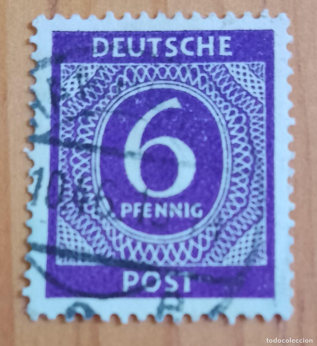 Sellos: ALEMANIA - V/F 6 PFENNIG - A&Ntilde;O 1946 - NUMERAL, OCUPACI&Oacute;N ALIADA, ZONA FRANCESA.