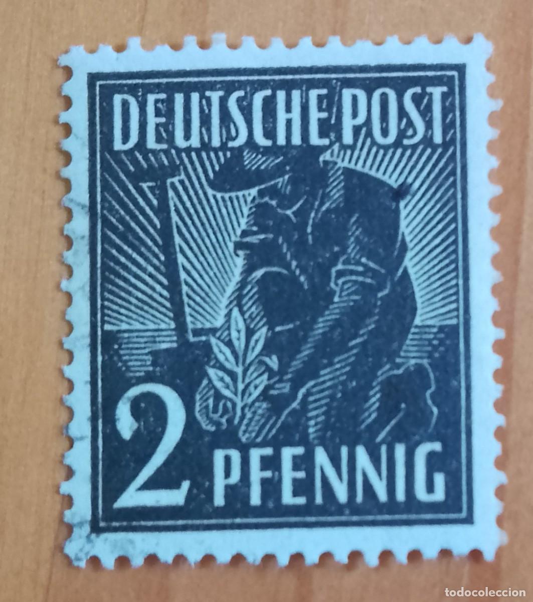 Sellos: ALEMANIA - V/F 2 PFENNIG - A&Ntilde;O 1947 - OFICIOS, TRABAJADOR, CAMPESINO, LABRADOR