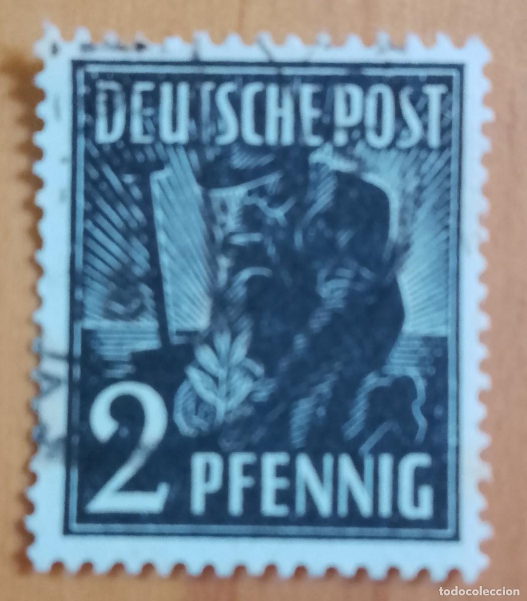 Sellos: ALEMANIA - V/F 2 PFENNIG - A&Ntilde;O 1947 - OFICIOS, TRABAJADOR, CAMPESINO, LABRADOR