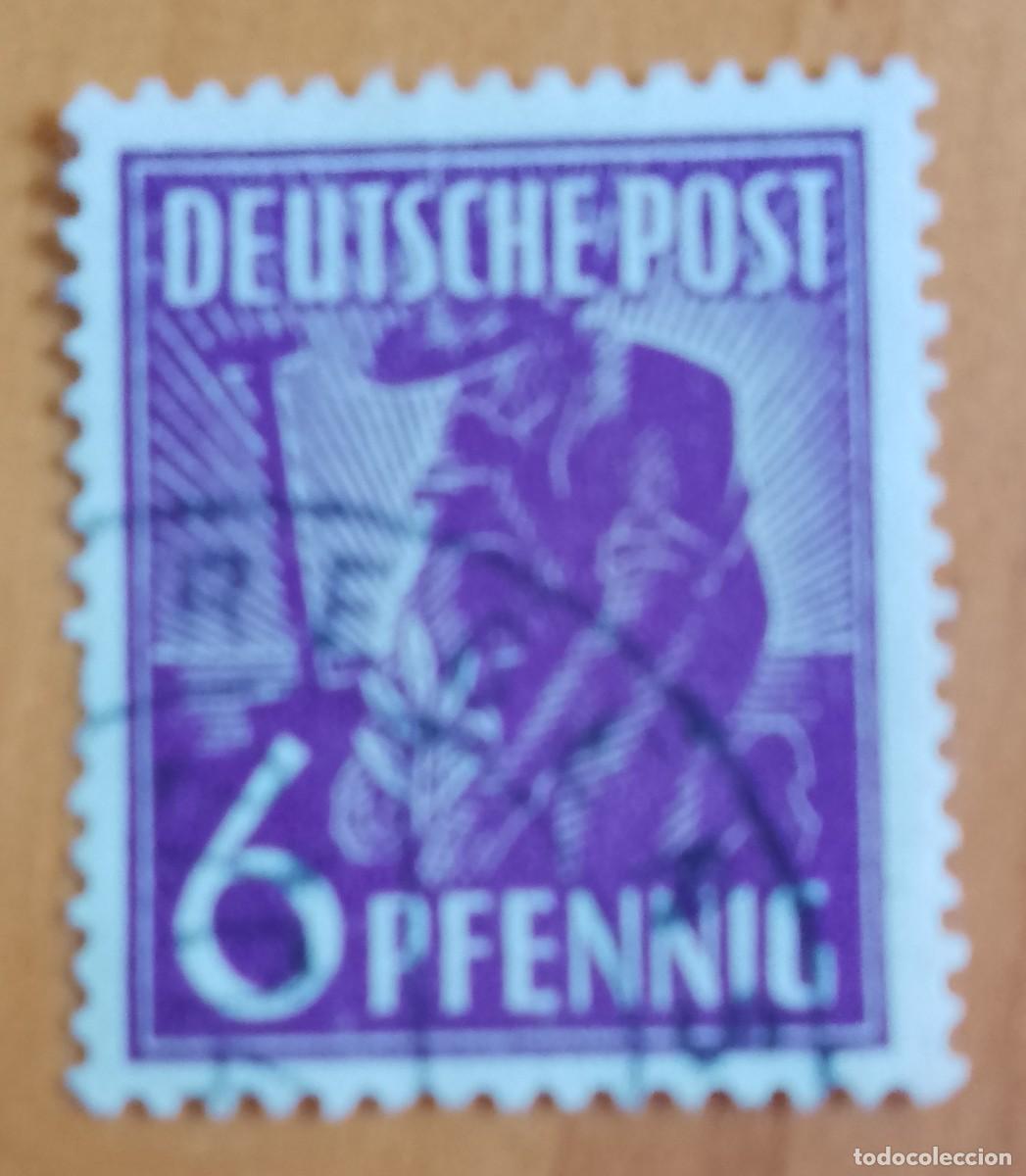 Sellos: ALEMANIA - V/F 6 PFENNIG - A&Ntilde;O 1947 - OFICIOS, TRABAJADOR, CAMPESINO, LABRADOR