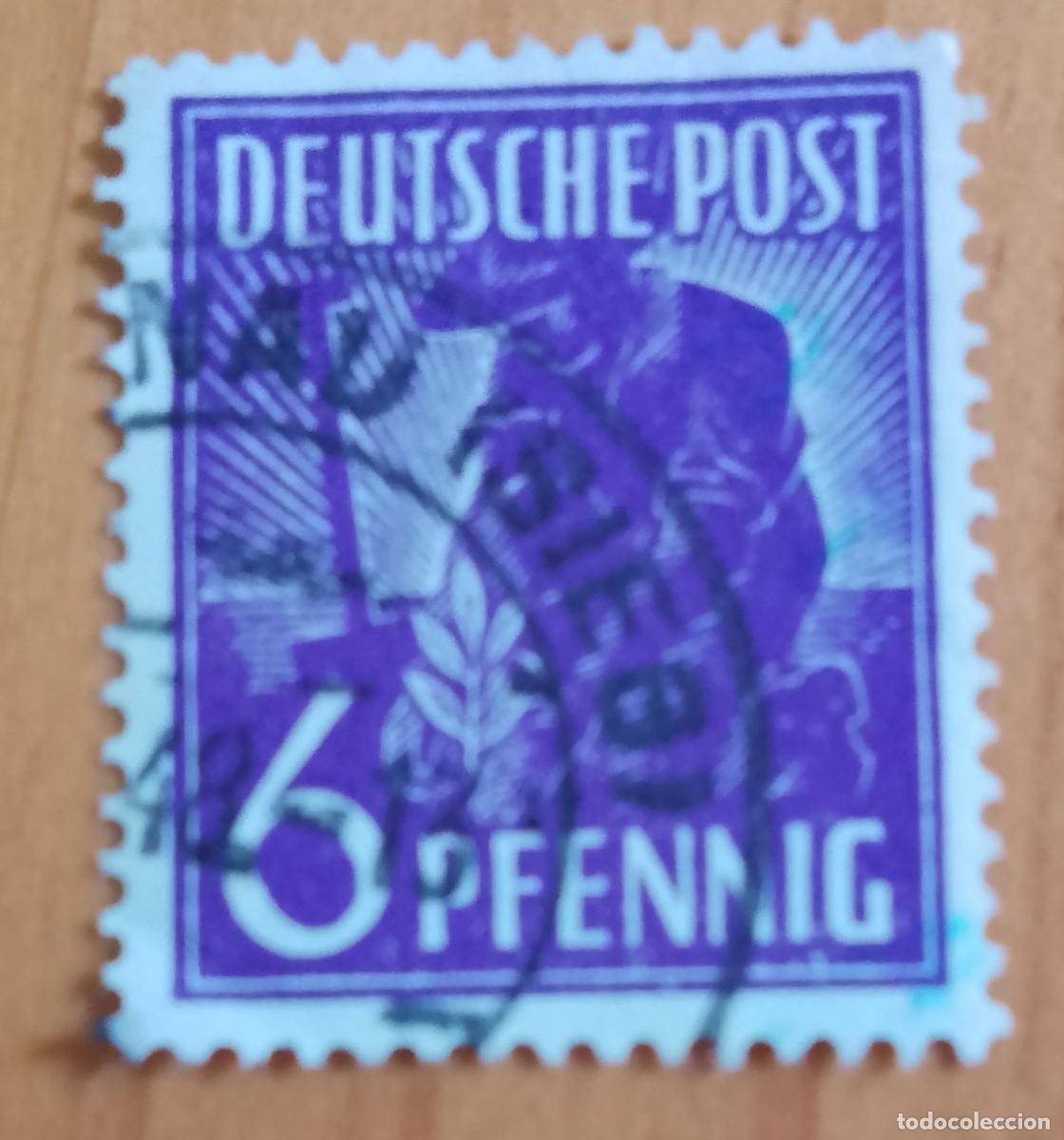 Sellos: ALEMANIA - V/F 6 PFENNIG - A&Ntilde;O 1947 - OFICIOS, TRABAJADOR, CAMPESINO, LABRADOR