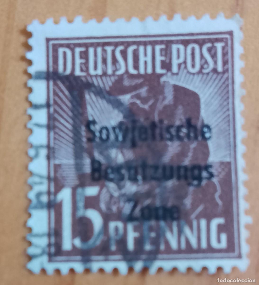 Sellos: ALEMANIA - V/F 15 PFENNIG - A&Ntilde;O 1947 - OFICIOS, CAMPESINO, LABRADOR, ZONA OCUPADA SOVI&Eacute;TICA