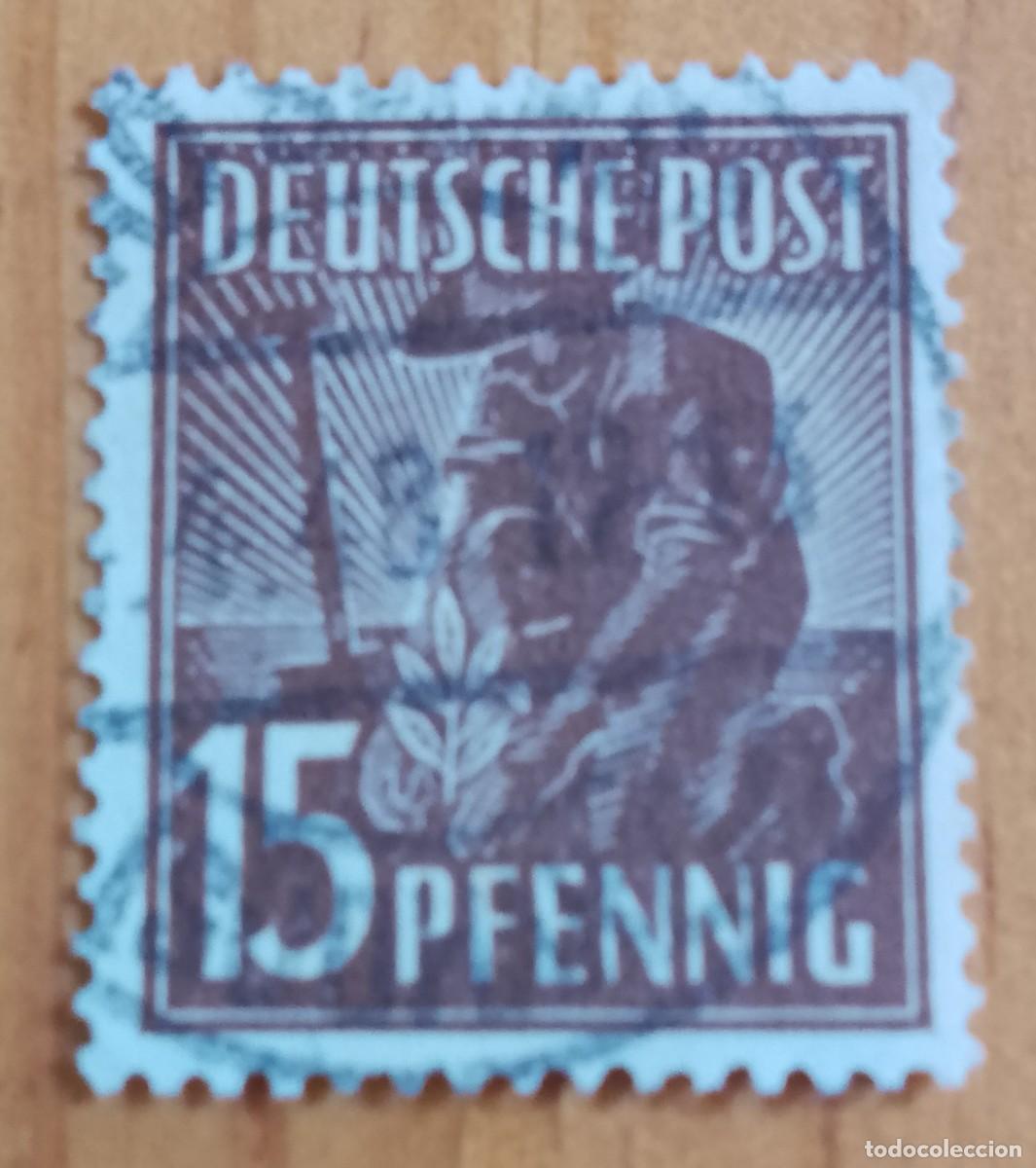 Sellos: ALEMANIA - V/F 15 PFENNIG - A&Ntilde;O 1947 - TRABAJADOR, OFICIOS, CAMPESINO, LABRADOR