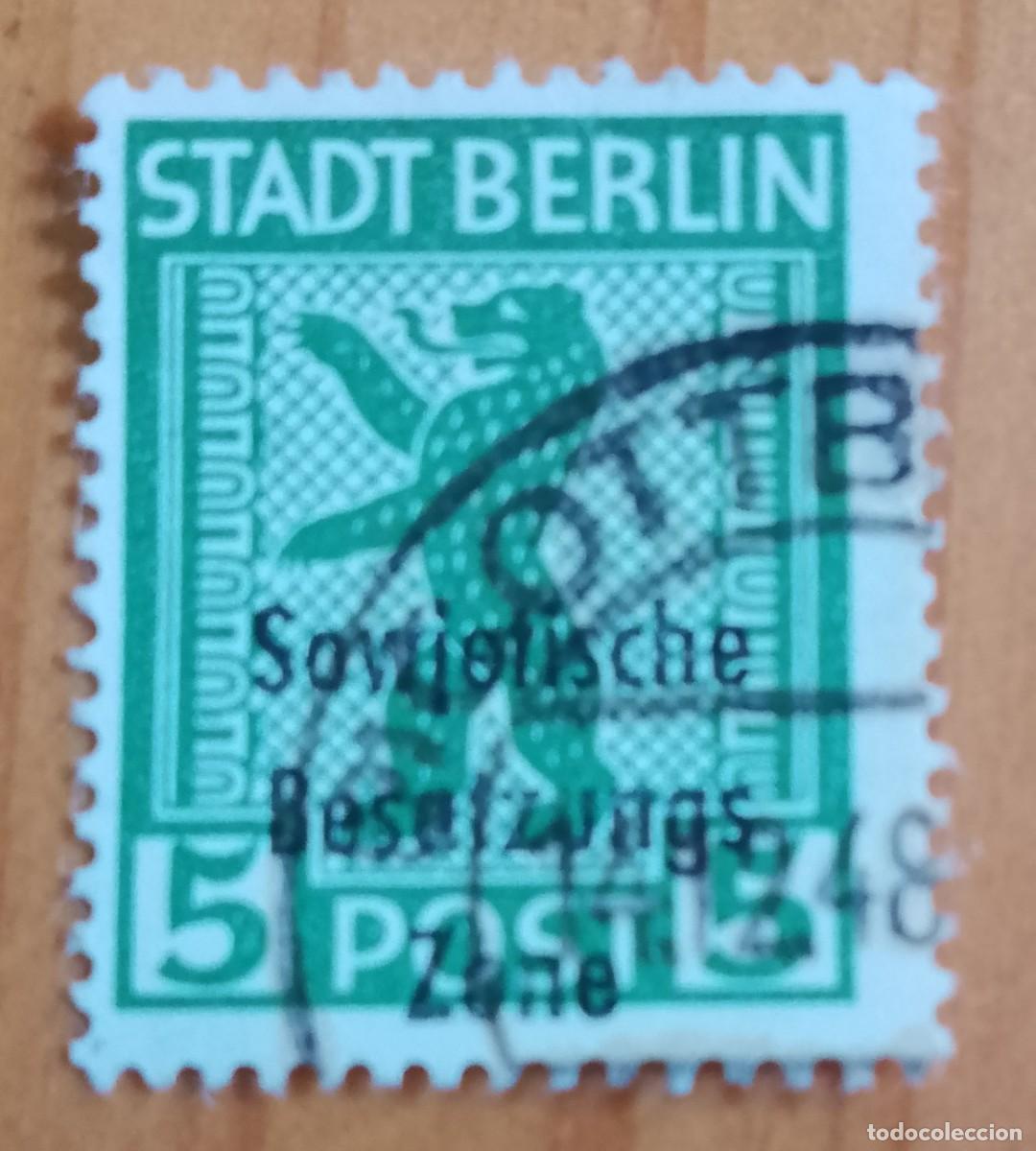 Sellos: ALEMANIA, ZONA DE OCUPACI&Oacute;N SOVI&Eacute;TICA - V/F 5 - A&Ntilde;O 1945 - LE&Oacute;N HER&Aacute;LDICO