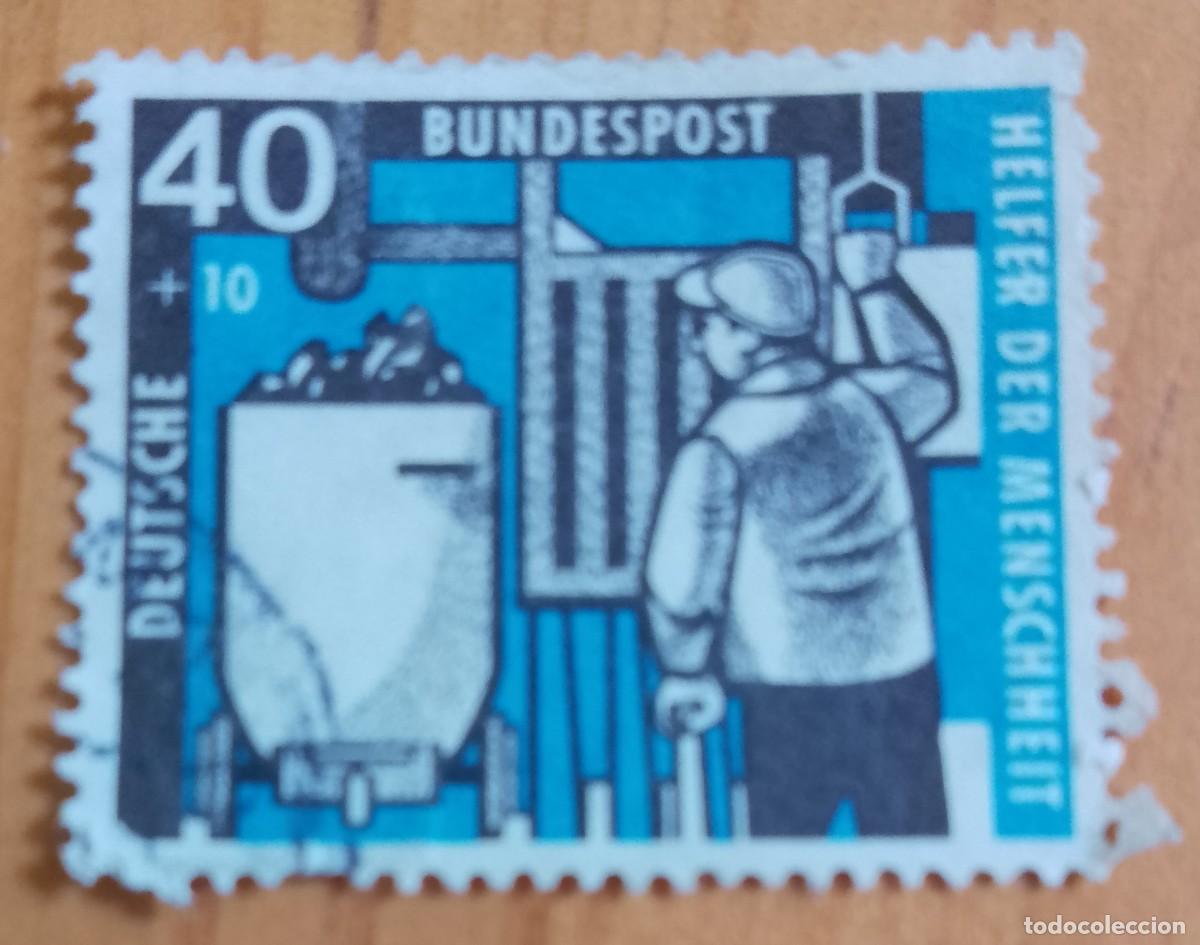 Sellos: ALEMANIA - V/F 40+ 10 - A&Ntilde;O 1957 - BENEFACTORES, MINEROS DE CARB&Oacute;N