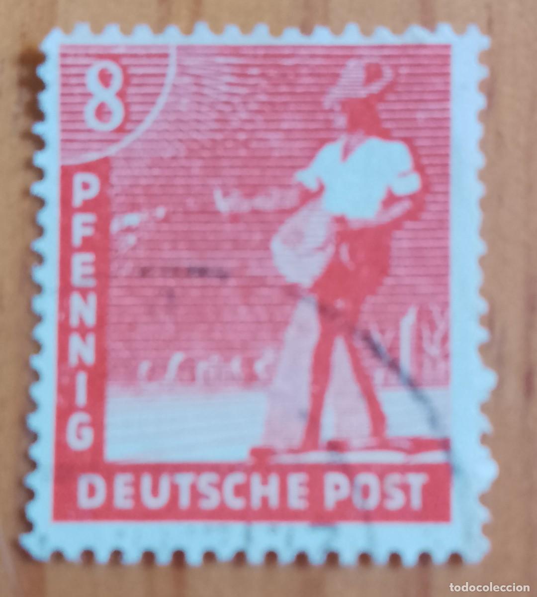 Sellos: ALEMANIA - V/F 8 PFENNIG - A&Ntilde;O 1946 - LABRADOR, SEMBRADOR.