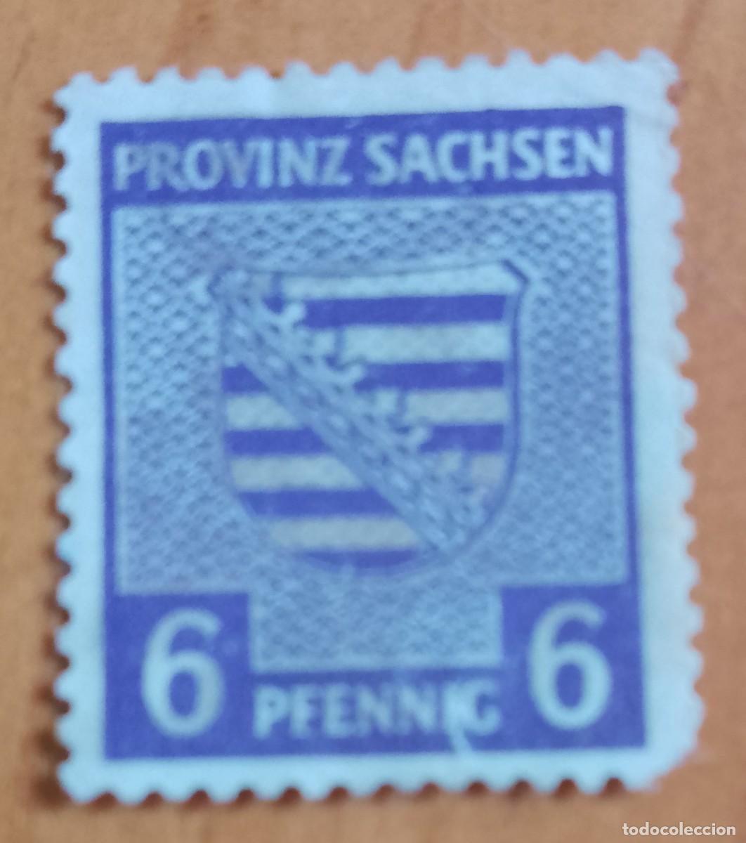 Sellos: ALEMANIA - V/F 6 PFENNIG - A&Ntilde;O 1945 - PROVINZ SACHSEN - MI 69