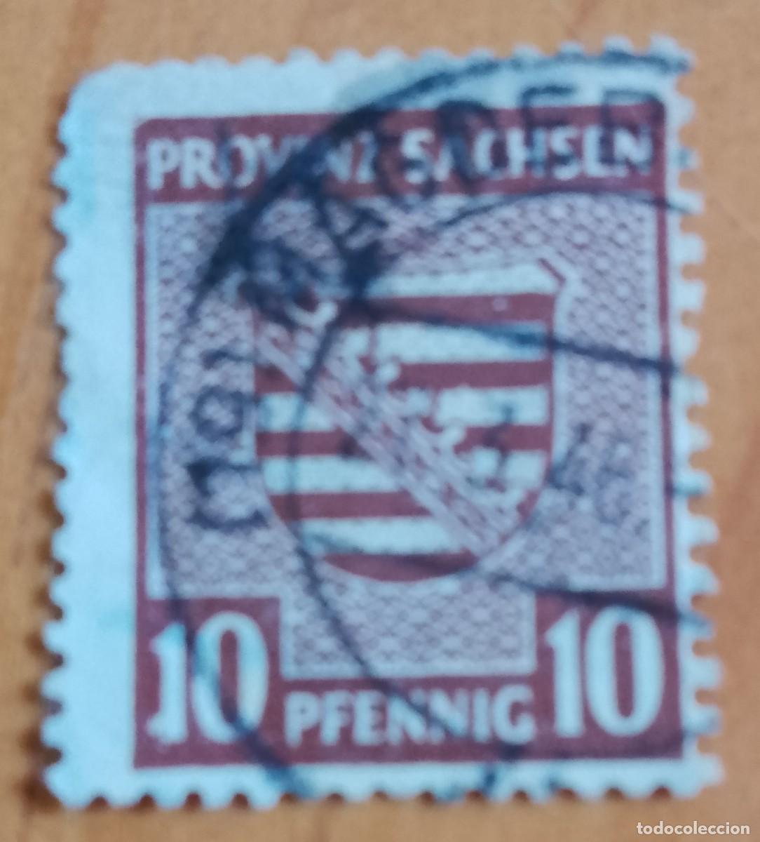 Sellos: ALEMANIA - V/F 10 PFENNIG - A&Ntilde;O 1945 - PROVINZ SACHSEN