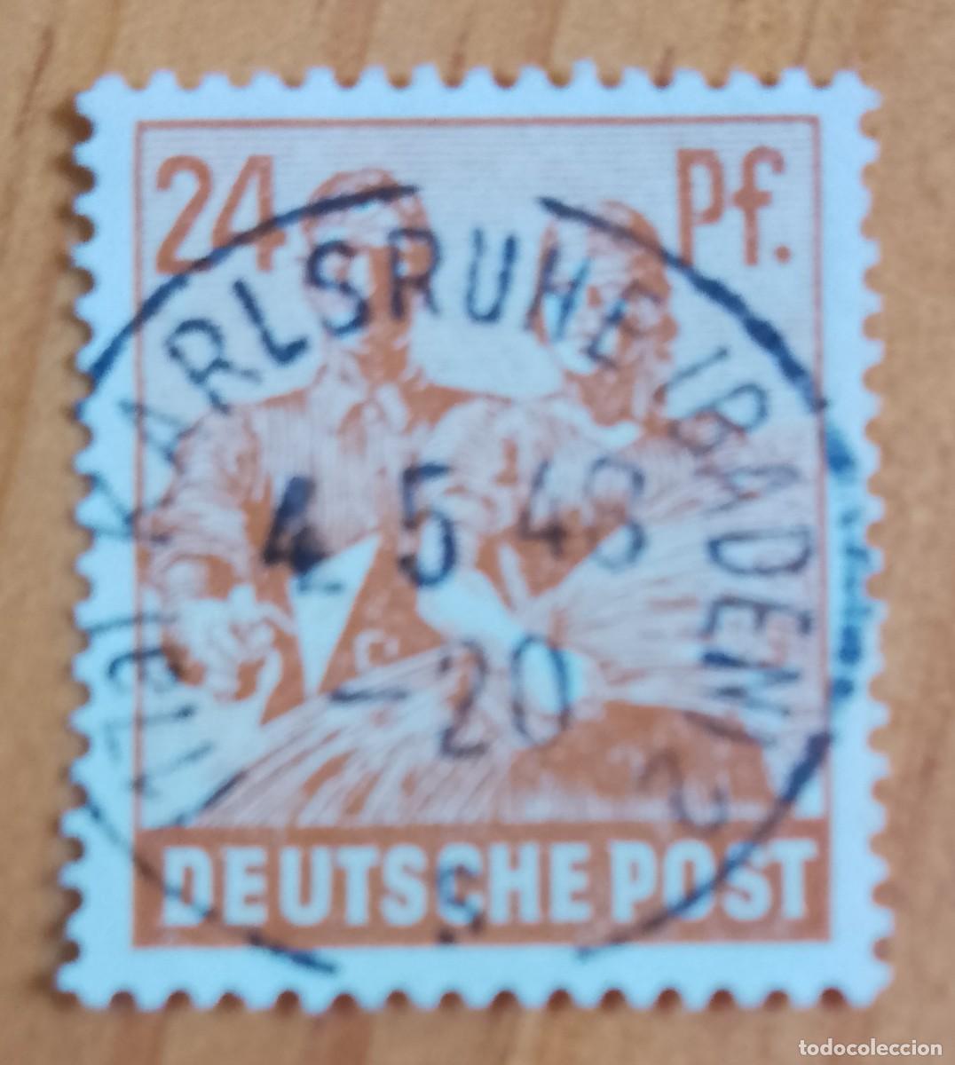 Sellos: ALEMANIA - V/F 24 PF. -A&Ntilde;O 1949 - OFICIOS, PROFESIONES: ALBA&Ntilde;IL Y CAMPESINA - CON MATASELLO IDENTIF.