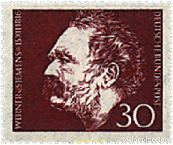 Sellos: 56280 MNH ALEMANIA FEDERAL 1966 150 ANIVERSARIO DEL NACIMIENTO DE WERNER VON SIEMENS