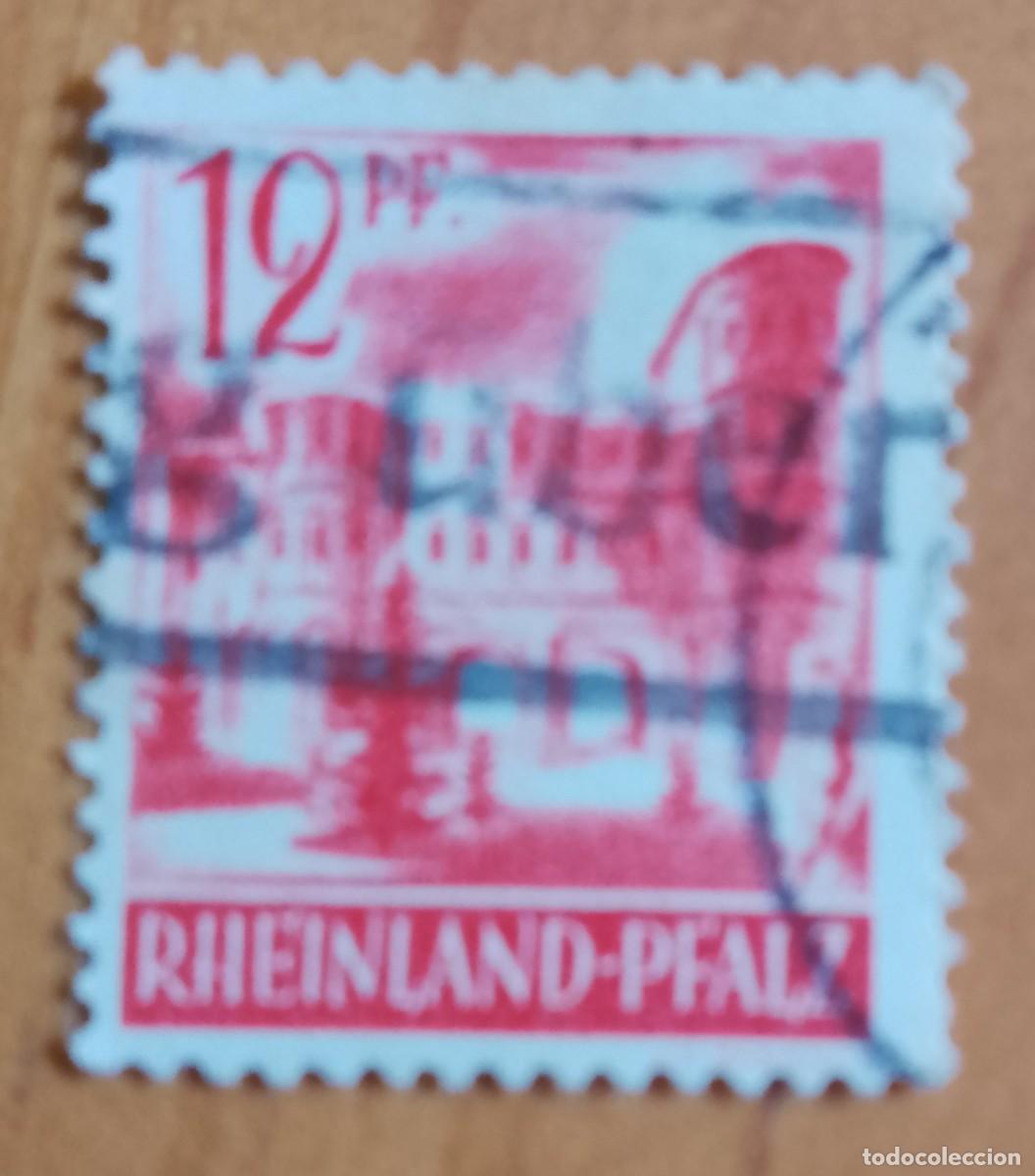 Sellos: ALEMANIA - V/F 12 PF. - A&Ntilde;O 1947 - RHEINLAND-PFALZ