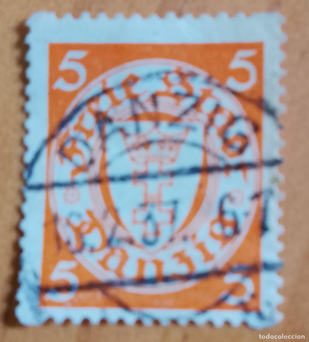 Sellos: ALEMANIA - V/F 5. - A&Ntilde;O 1924 - DANZIG - MATASELLO IDENTIFICATIVO: 18.2.37 DANZIG
