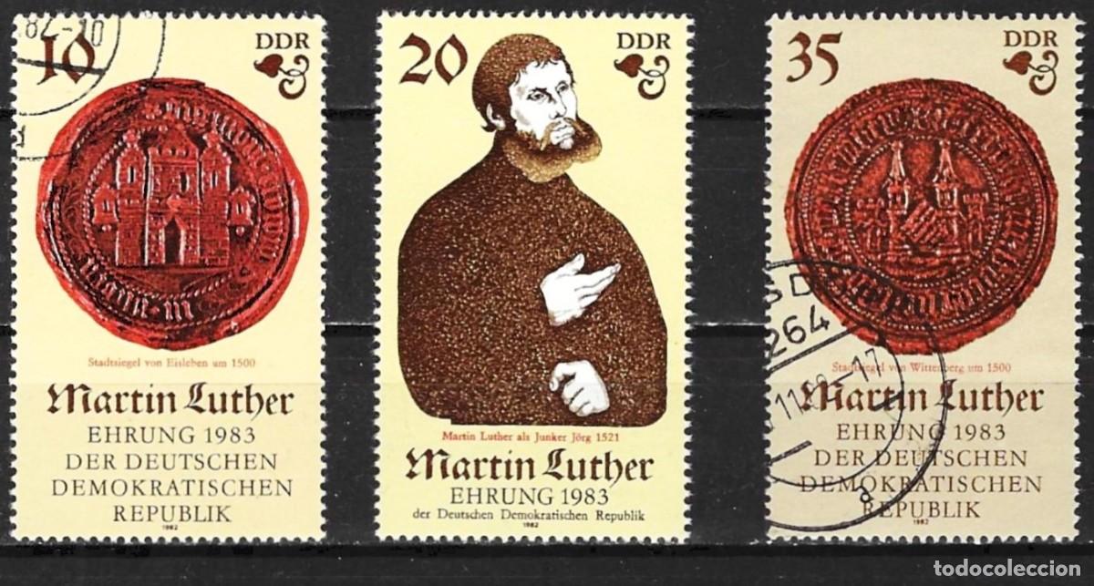 Sellos: Alemania ( RDA ) 1982 - Mi 2754 a 2756 - YT 2399 a 2401 - Martin Luther