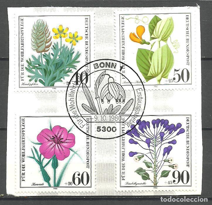 Sellos: ALEMANIA FEDERAL 1980 - MICHEL NRO. 1059-62 - USADO - sobre papel