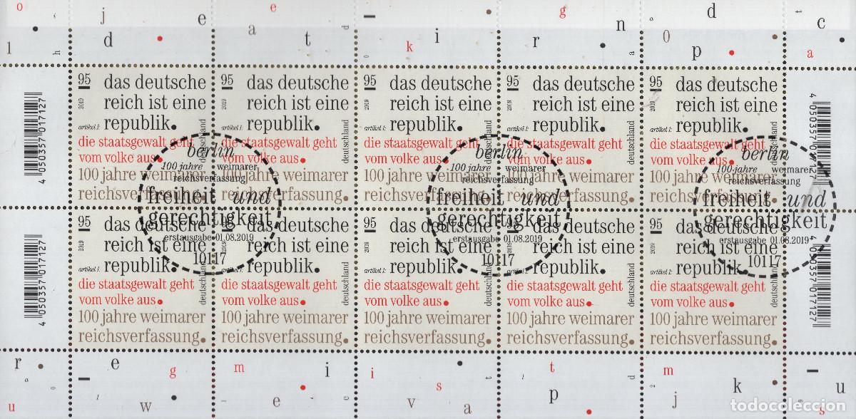 Sellos: ALEMANIA 2019 MINI-SHEET FDC MICHEL DE 3488KB