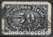 Sellos: ALEMANIA-IMPERIO ALEM&Aacute;N-SELLO A&Ntilde;O 1922/1923-SERIE B&Aacute;SICA CIFRAS-USADO-DENTADO 14&frac34; x 14&frac14;