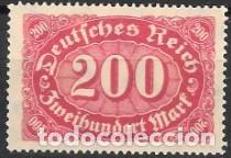 Sellos: ALEMANIA-IMPERIO ALEM&Aacute;N-SELLO A&Ntilde;O 1922/1923-SERIE B&Aacute;SICA CIFRAS-NUEVO-DENTADO 14&frac34; x 14&frac14;