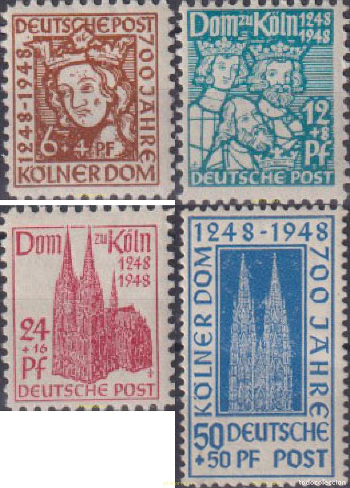 Sellos: 656095 HINGED ALEMANIA. Bizona 1948 CATEDRAL DE COLONIA
