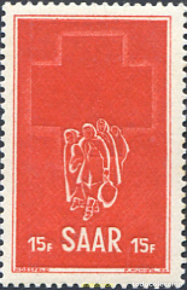 Sellos: 262101 HINGED ALEMANIA. Sarre 1952 CRUZ ROJA