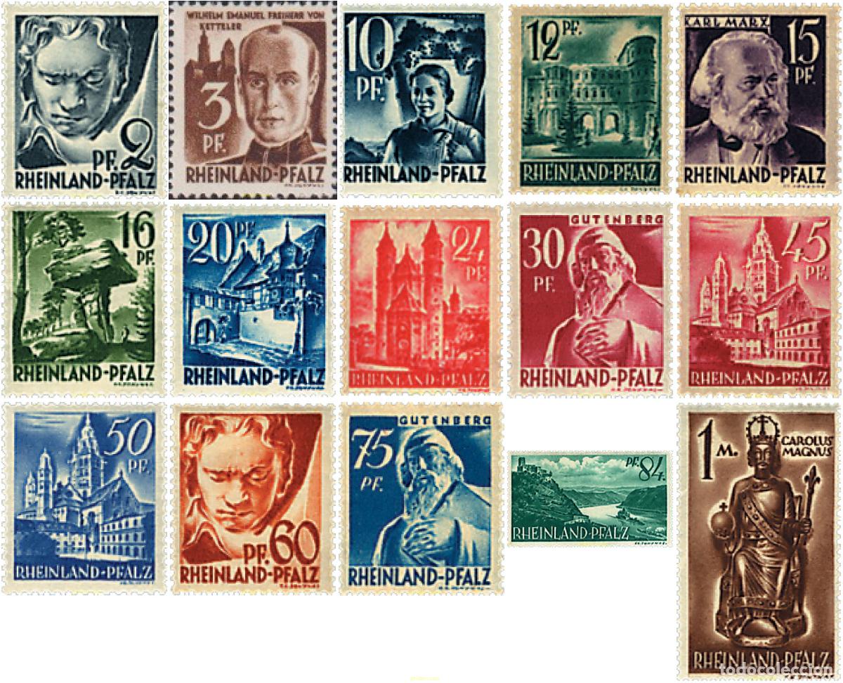 Sellos: 673449 HINGED ALEMANIA. Rheinland-Pfalz 1947 PERSONAJES Y MONUMENTOS