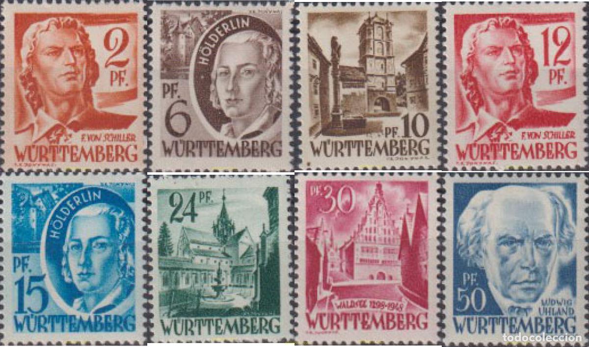 Sellos: 673428 HINGED ALEMANIA. Wurttemberg franc&eacute;s 1948 PERSONAJES