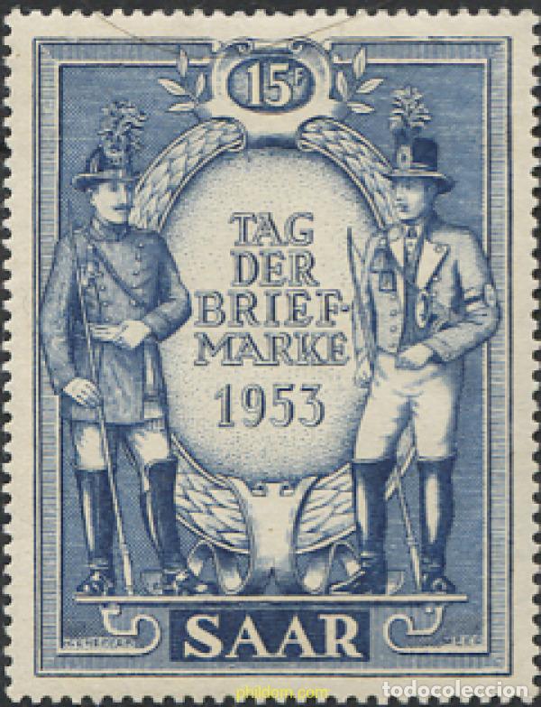Sellos: 262103 HINGED ALEMANIA. Sarre 1953 DIA DEL SELLO
