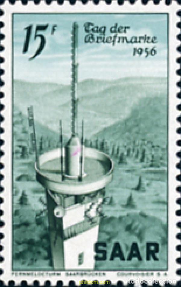 Sellos: 262116 HINGED ALEMANIA. Sarre 1956 DIA DEL SELLO