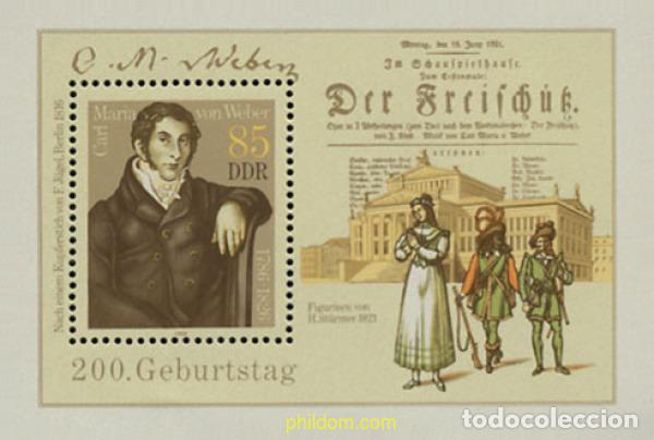 Sellos: 109467 MNH ALEMANIA DEMOCRATICA 1986 200 ANIVERSARIO DEL NACIMIENTO DE CARL MARIA VON WEBER