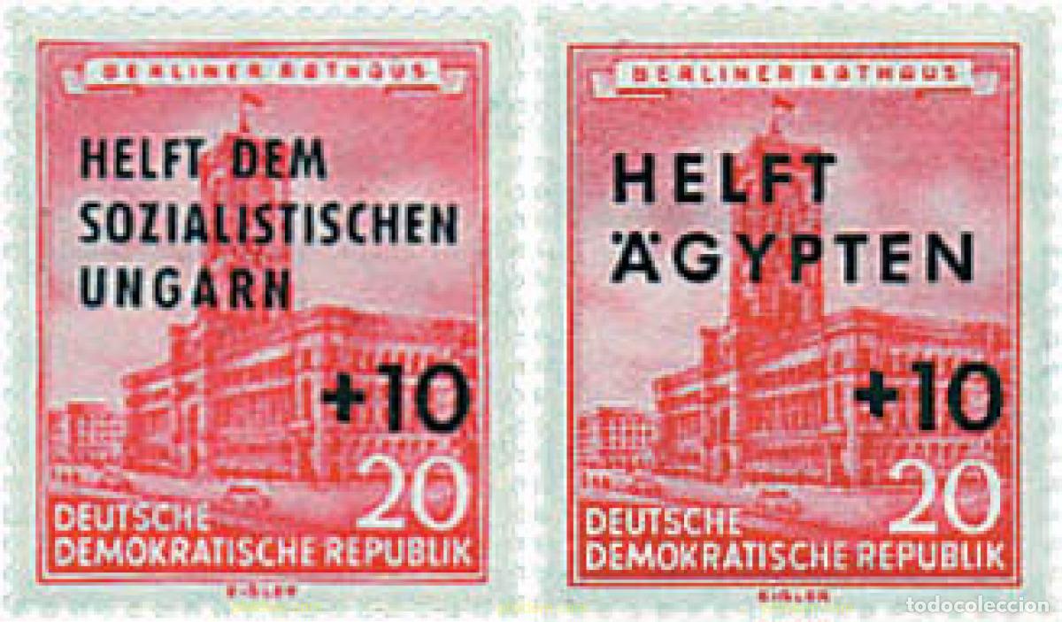 Sellos: 44259 MNH ALEMANIA DEMOCRATICA 1956 AYUDAS A HUNGRIA Y EGIPTO