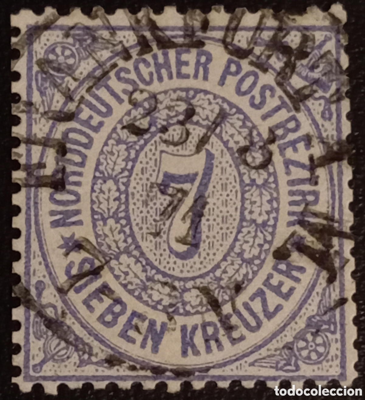 Sellos: Alemania 1869 - Confederaci&oacute;n Norte (NDP) 7 Kr Azul - Michel #22 / Scott #22&rdquo;