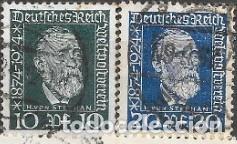Sellos: ALEMANIA-IMPERIO ALEM&Aacute;N-SELLOS A&Ntilde;OS 1924-ANIVERSARIO DE LA UNI&Oacute;N POSTAL UNIVERSAL-USADOS-DENTADO 14