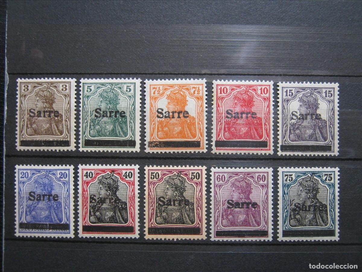 Sellos: ALEMANIA SARRE SAAR 1920 LOTE ENTRE YVERT 2 Y 15 MNH** SIN CHARNELA LUJO.