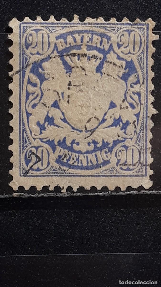 Sellos: ALEMANIA. BAVIERA. &deg;. 1876-8. YVERT 42