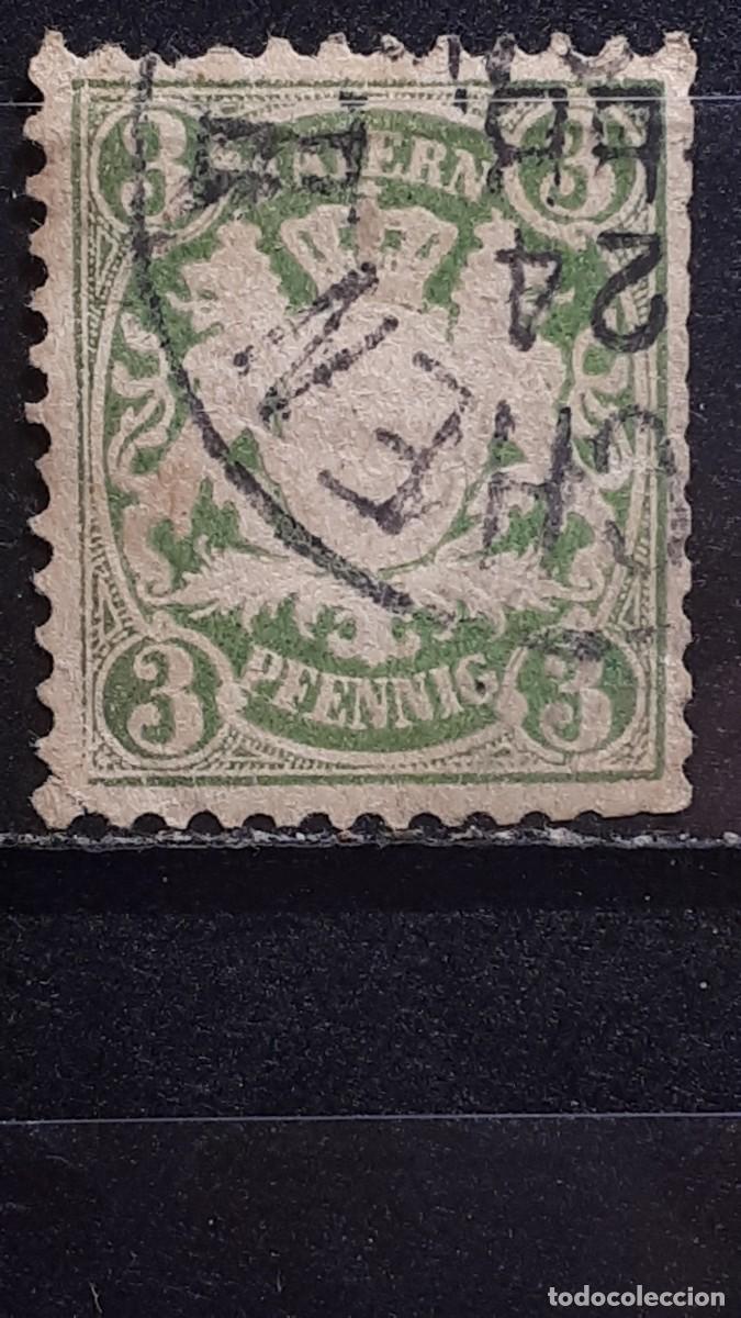 Sellos: ALEMANIA. BAVIERA. &deg;. 1876-8. YVERT 38
