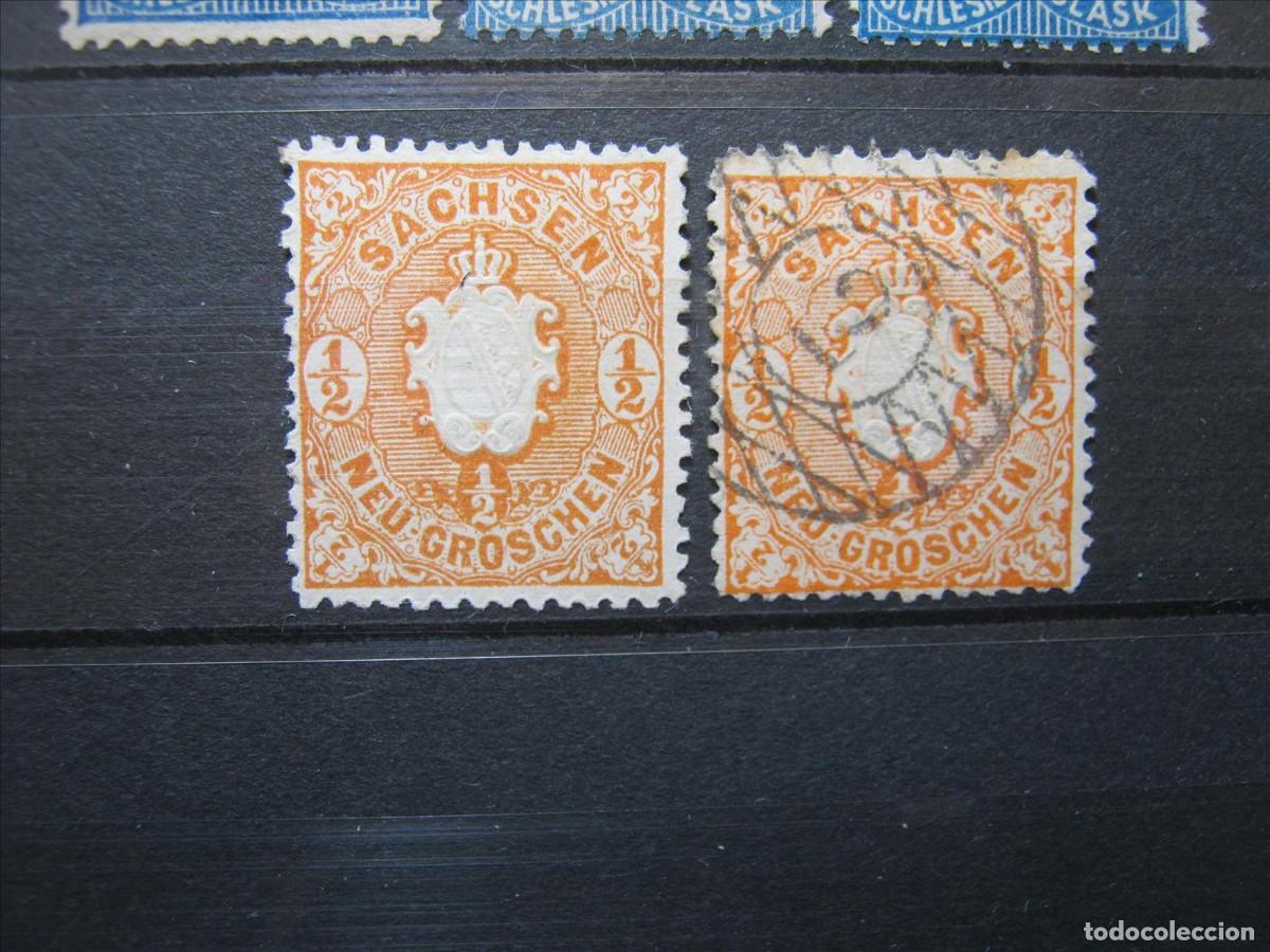 Sellos: ALEMANIA ESTADO SAJONIA SAXE 1863-67 YVERT 14 NUEVO SIN GOMA Y USADO PERFECTOS.