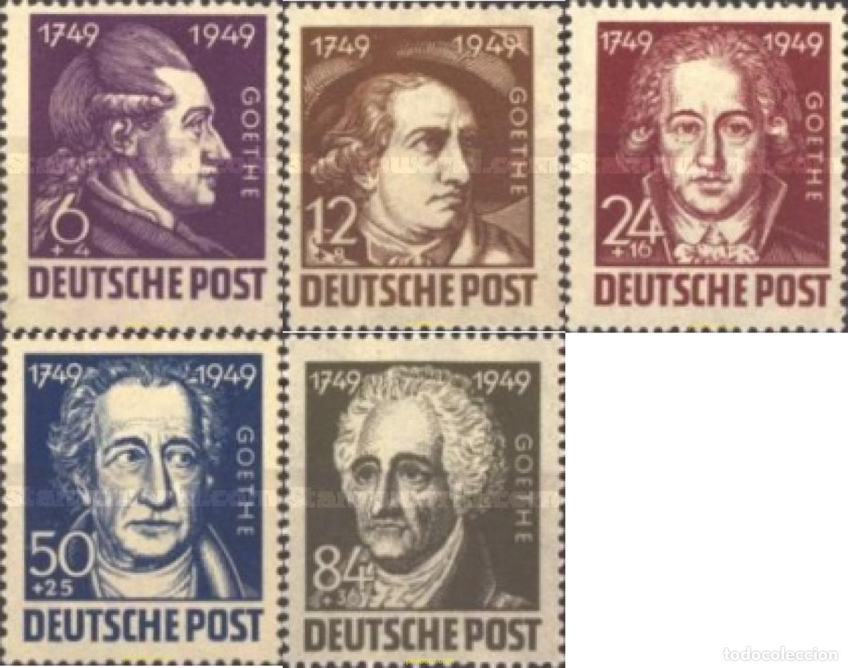 Sellos: 690937 HINGED ALEMANIA. Zona sovietica 1949 EN HONOR A GOETHE