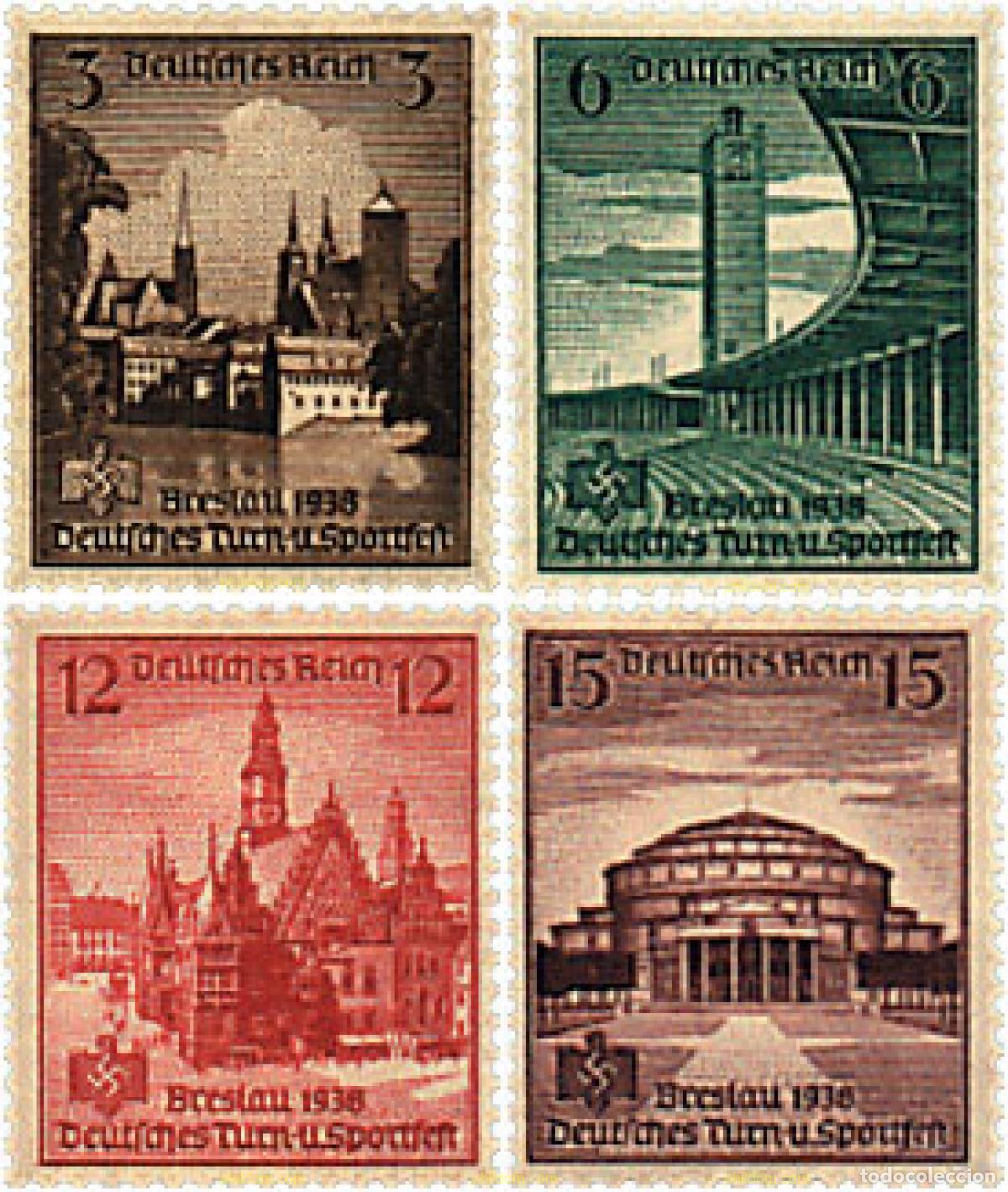 Sellos: 199547 HINGED ALEMANIA 1938 COMMEMORACION DE LA 16 FIESTA DEPORTIVA Y GIMNASTICA DE BRESLAU