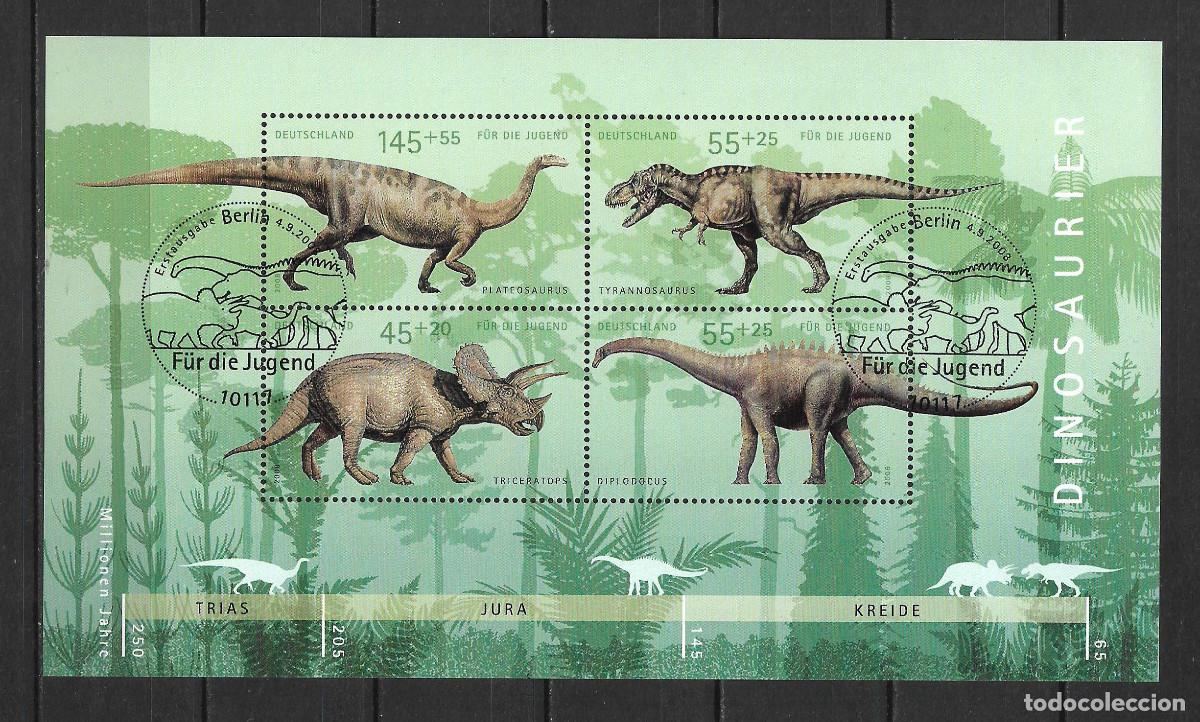 Francobolli: alemania 2008 michel 2687/2690 usado - dinosaurios - 130