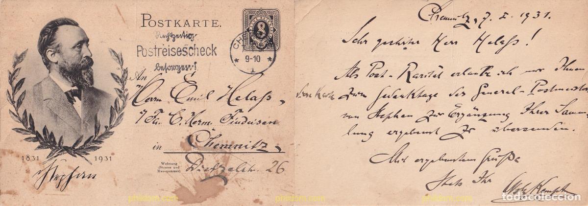 Sellos: 775690 USED ALEMANIA 1931 CIFRA E IMAGEN DE HEINRICH VON STEPHAN