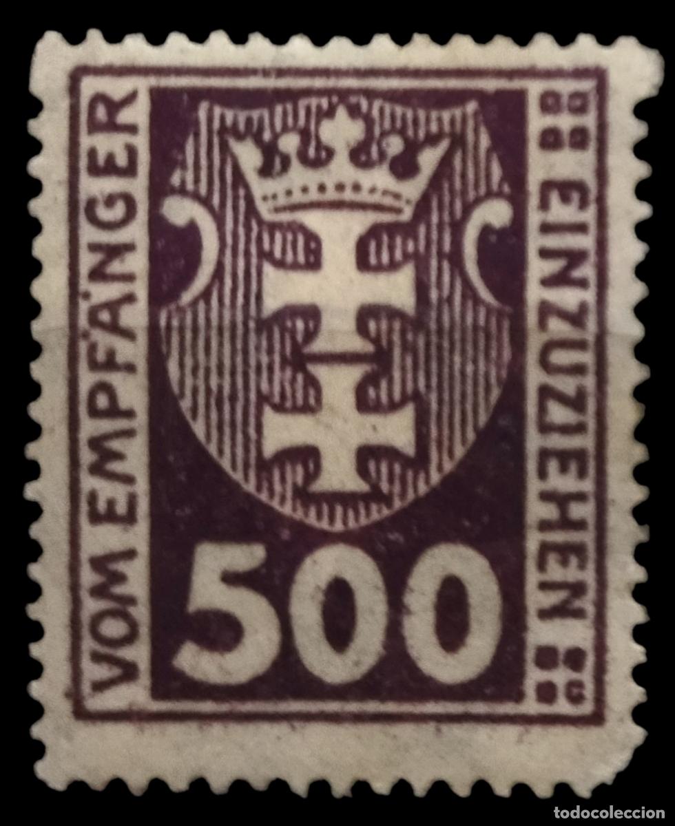 Sellos: DANZING, CIUDAD LIBRE 1923. Sello de Portes Debidos. NUEVO - MH *