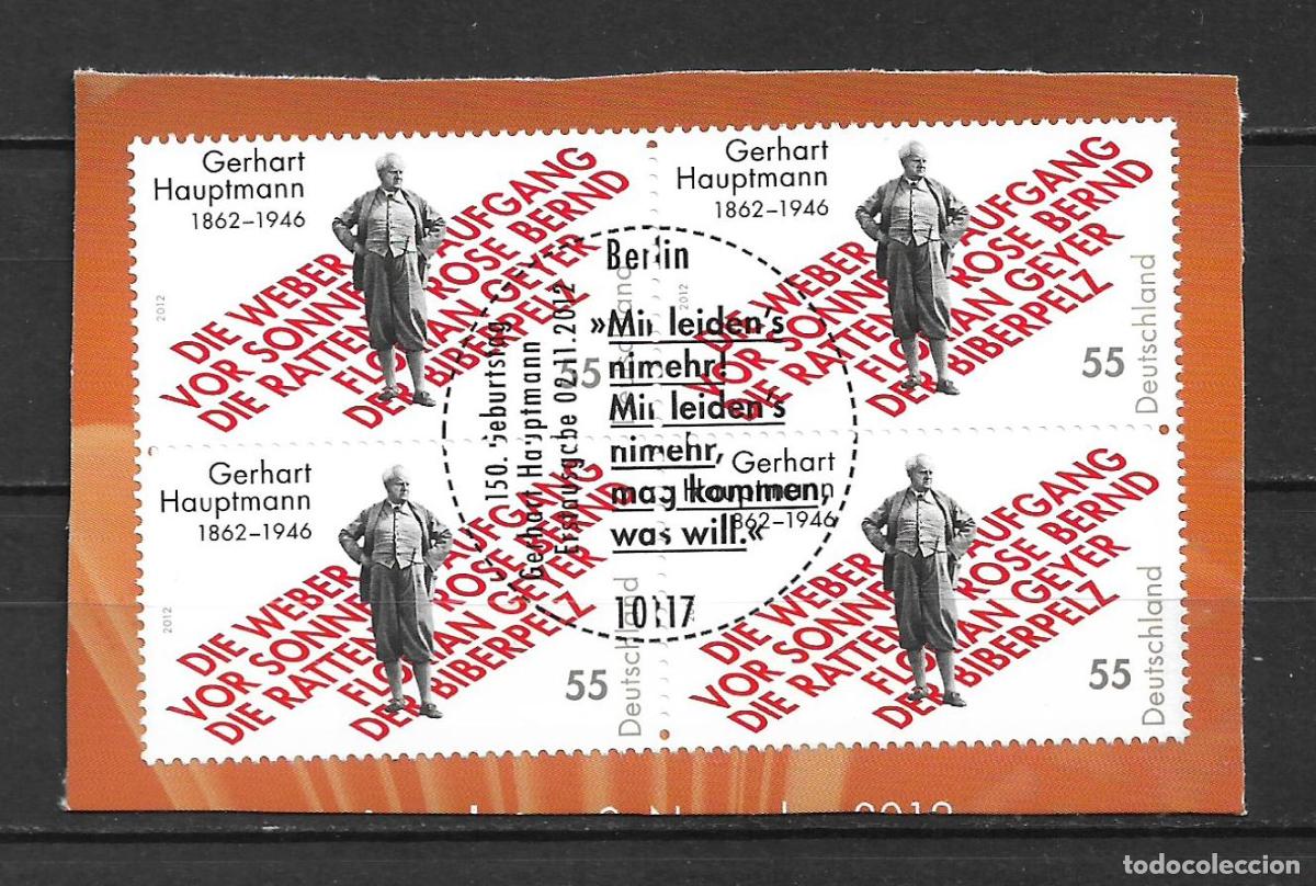 Sellos: alemania 2012 michel 2963 usado - 150 aniversario Gehart Hauptmann - 33/38