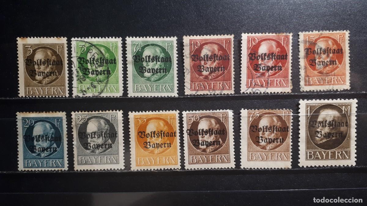 Sellos: ALEMANIA. BAVIERA. Rep. De WEIMAR. &deg;/*. 1919. YVERT 116/22, 124, 126, 128, 130.