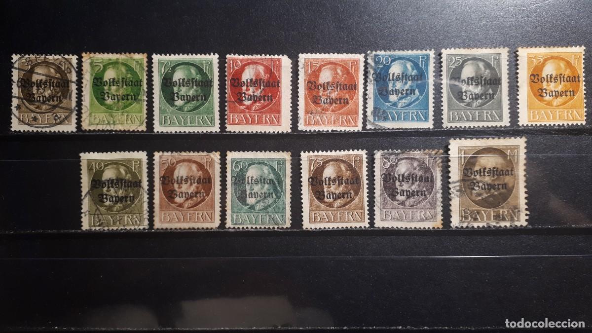 Sellos: ALEMANIA. BAVIERA. Rep. De WEIMAR. &deg;/*. 1919. YVERT 116/22, 124/30.