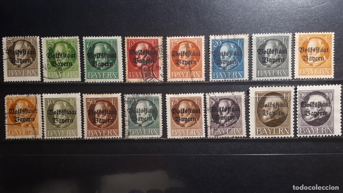 Sellos: ALEMANIA. BAVIERA. Rep. De WEIMAR. &deg;/*. 1919. YVERT 116/35, falta 132/5