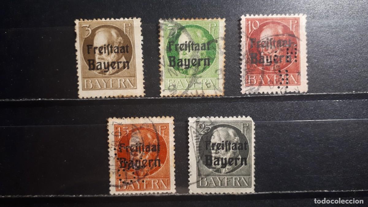 Sellos: ALEMANIA. BAVIERA. Rep. De WEIMAR. &deg;. 1919. YVERT 152/3, 155/6.158