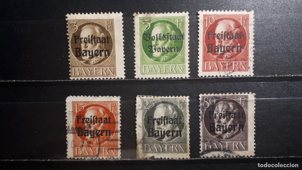 Sellos: ALEMANIA. BAVIERA. Rep. De WEIMAR. &deg;/*. 1919. YVERT 152/3, 155/6, 158, 164.