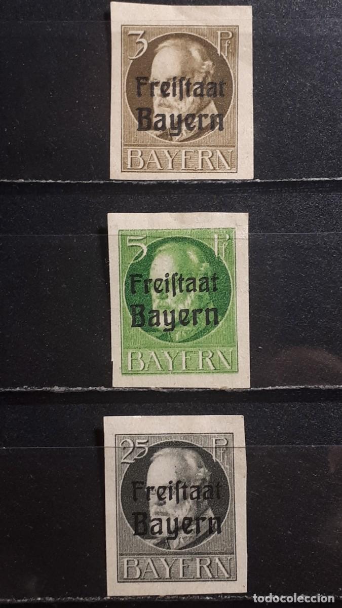 Sellos: ALEMANIA. BAVIERA. Rep. De WEIMAR. *. 1919. YVERT 152B/53B, 158B