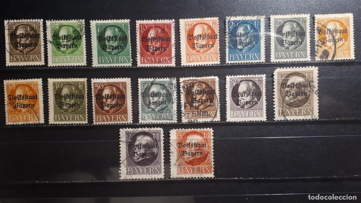 Sellos: ALEMANIA. BAVIERA. Rep. De WEIMAR. */&deg;. 1919. YVERT 116/35, falta 133/5..