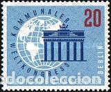 Sellos: Alemania Berl&iacute;n 1959 SW-188 &rdquo;Congreso Municipal Mundial: Berl&iacute;n&rdquo;./ Nuevo, sin charnela, MNH.
